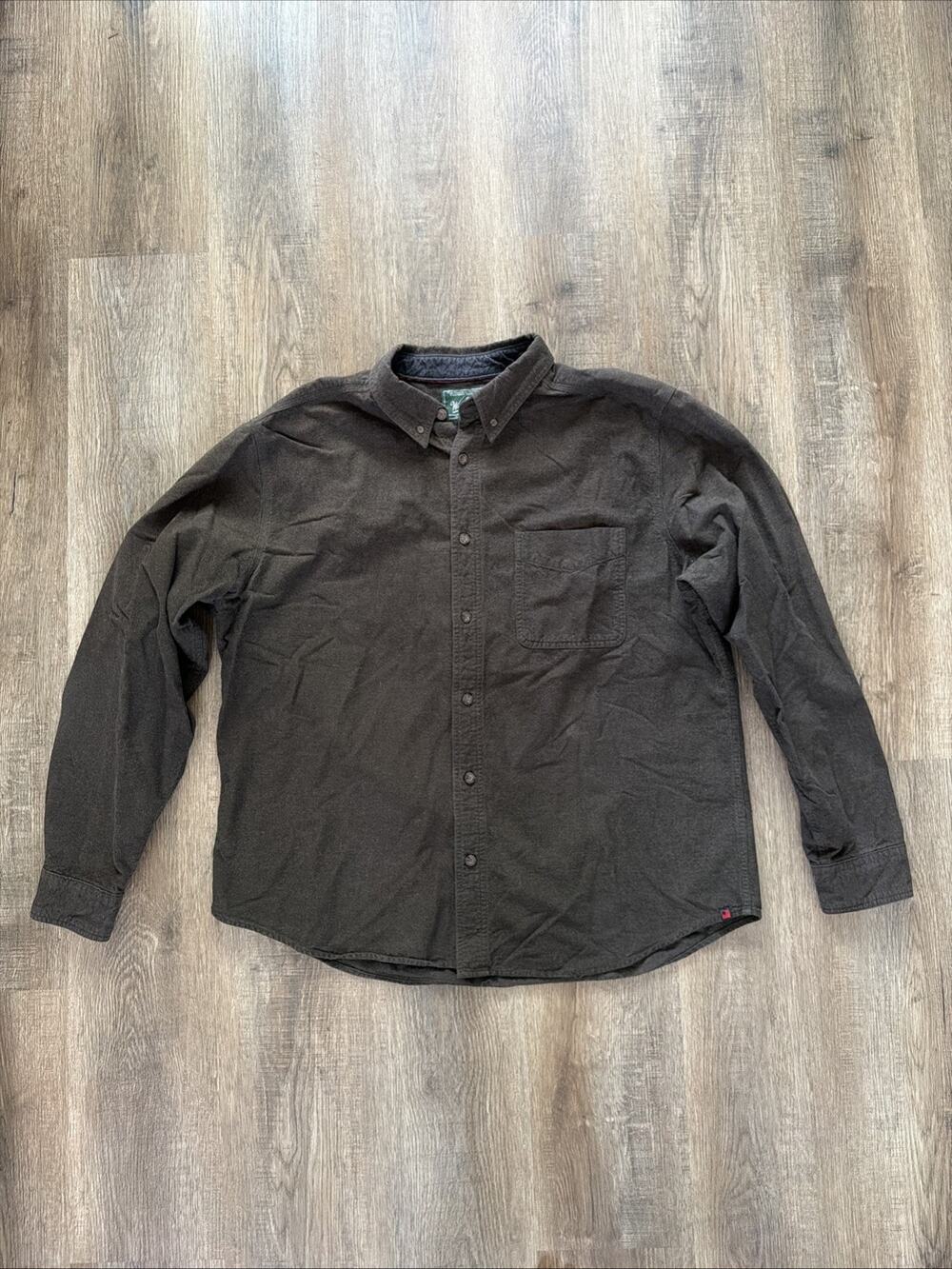 Woolrich Sz XL Brown Chamois Shirt Workwear Grunge Outdoorsman Shacket Rugged